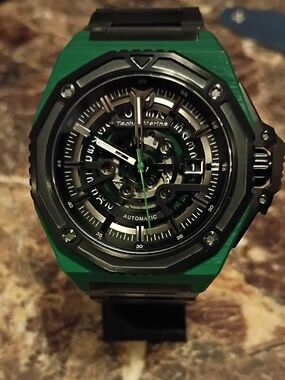 Technomarine Carbon Nautic Green Carbon Fiber Black Bezel In Band 45 Mm